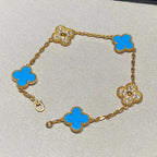 [Aura ]NEUE ARMBAND-KOLLEKTION CLOVER 5 MOTIF BLAUER ACHAT