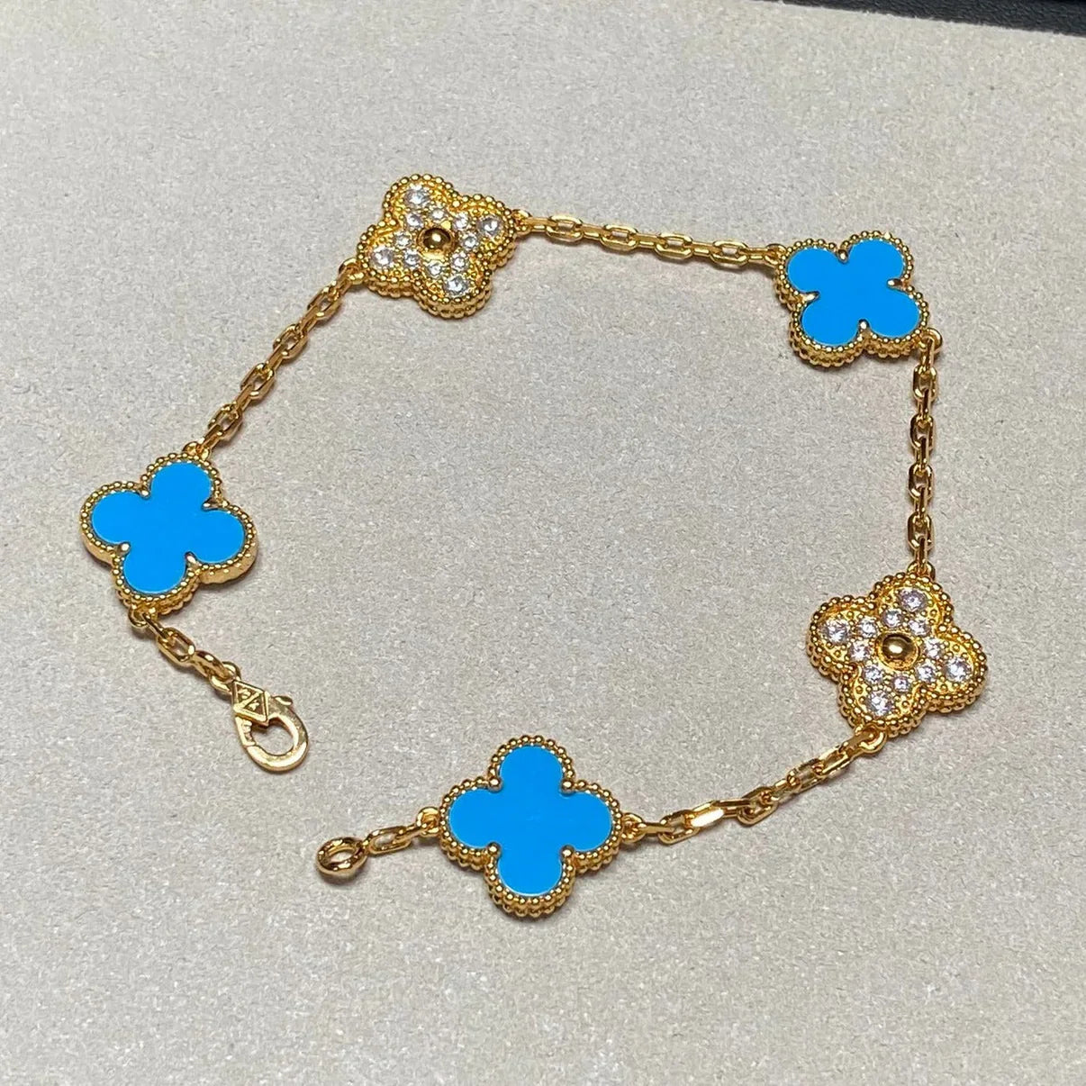 [Aura ]New CLOVER 5 MOTIF BLUE AGATE BRACELET COLLECTION
