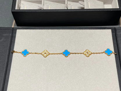 [Aura ]NEUE ARMBAND-KOLLEKTION CLOVER 5 MOTIF BLAUER ACHAT