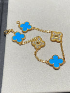 [Aura ]NEUE ARMBAND-KOLLEKTION CLOVER 5 MOTIF BLAUER ACHAT