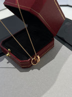 Aura LOVE NECKLACE DOUBLE RING PINK GOLD