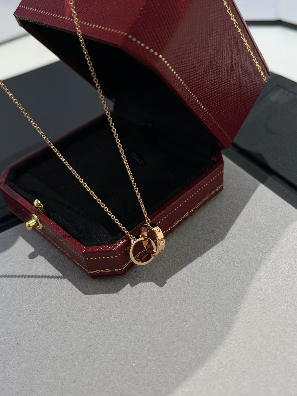 Aura LOVE HALSKETTE DOPPELRING ROSÉGOLD