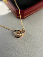 Aura LOVE NECKLACE DOUBLE RING PINK GOLD