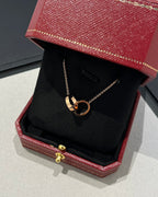 Aura LOVE NECKLACE DOUBLE RING PINK GOLD