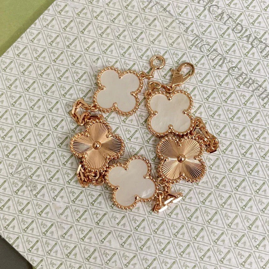 [Aura ]New CLOVER WHITE PEARL MOP 5 MOTIF BRACELET COLLECTION