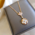 Aura STAR AND SUN WHITE MOP 2 MOTIF PINK GOLD NECKLACE
