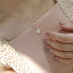 Aura STAR AND SUN WHITE MOP 2 MOTIF PINK GOLD NECKLACE