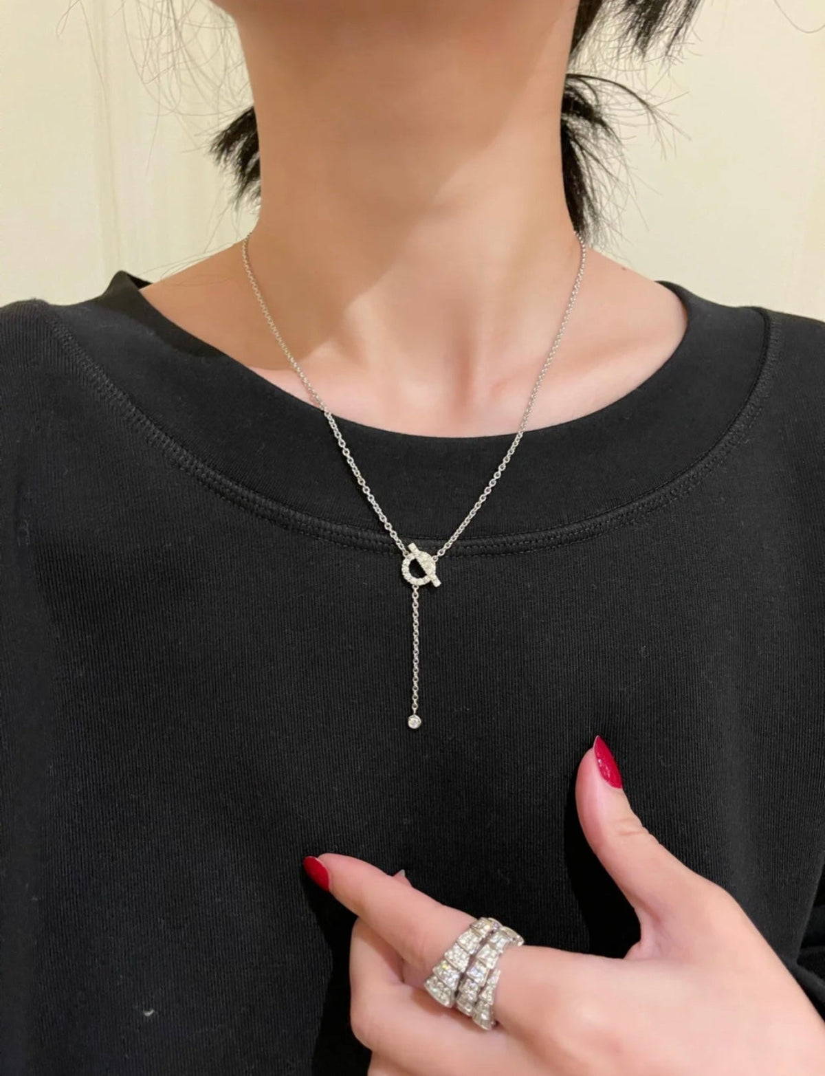 [⭐Aura ]FINESSE SILVER DIAMOND NECKLACE