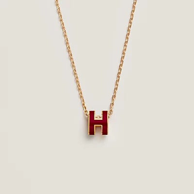 [⭐Aura ]HM CLIC RED ENAMEL GOLD NECKLACE