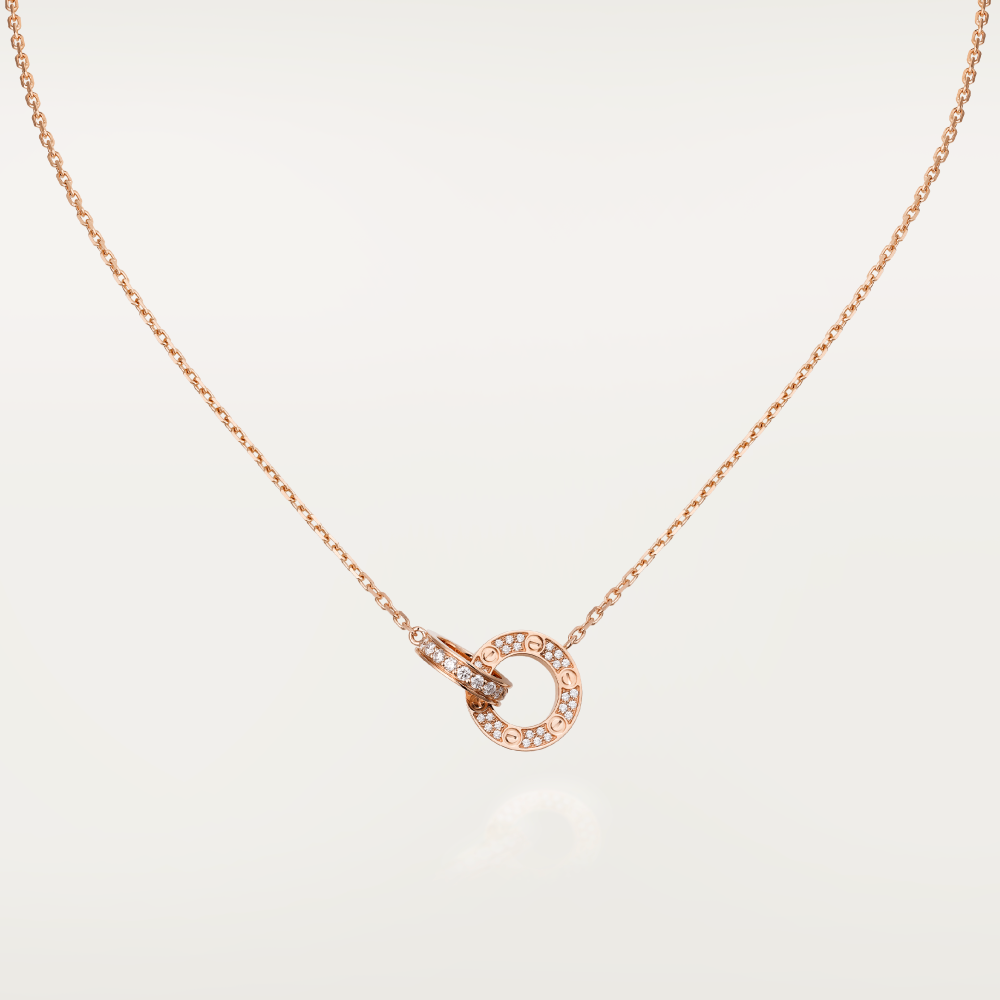 Aura LOVE 7.6MM NECKLACE ROSE GOLD AND SILVER  FULL DIAMOND