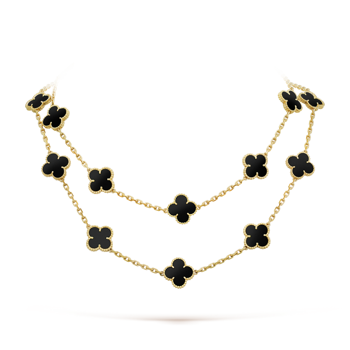 [⭐Aura ] CLOVER 20 MOTIFS ONYX NECKLACE