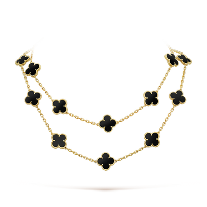 [⭐Aura ] CLOVER 20 MOTIFS ONYX NECKLACE