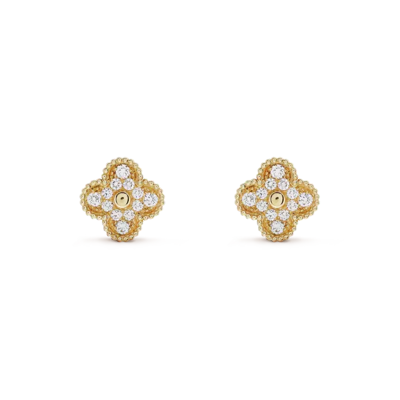 Aura CLOVER MEDIUM 1 MOTIFS FUll DIAMOND EARRINGS