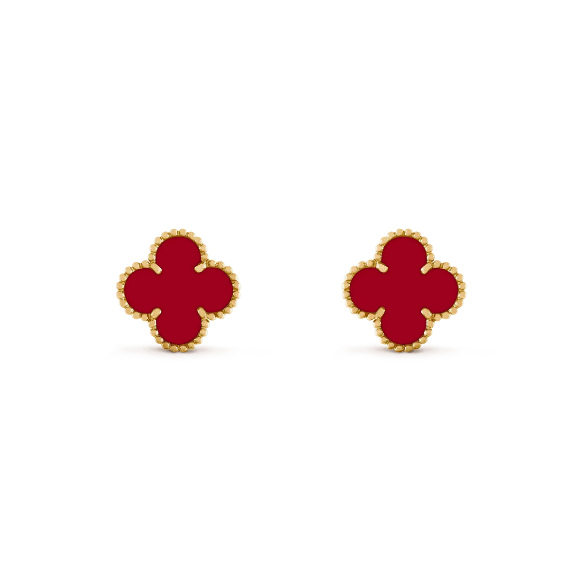 [⭐Aura ]CLOVER MEDIUM 1 MOTIFS CARNELIAN  EARRINGS