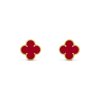 [⭐Aura ]CLOVER MEDIUM 1 MOTIFS CARNELIAN  EARRINGS