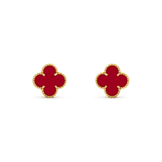 [⭐Aura ]CLOVER MEDIUM 1 MOTIFS CARNELIAN  EARRINGS