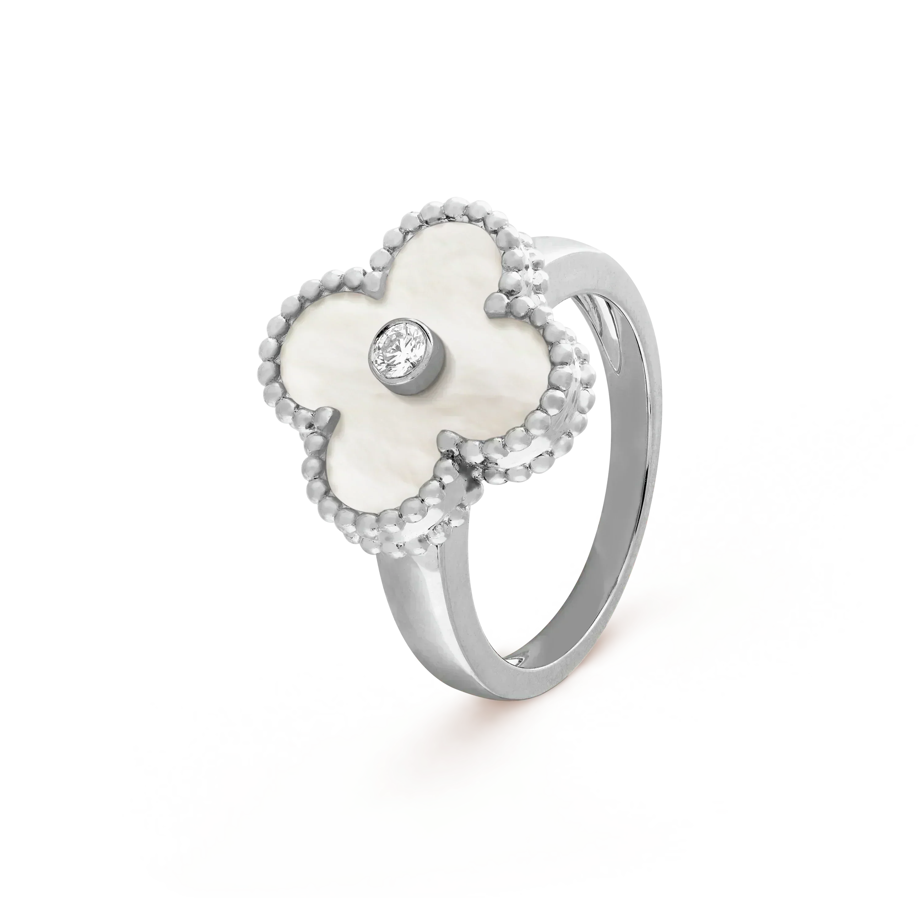 Aura CLOVER SILVER MOP DIAMOND RING