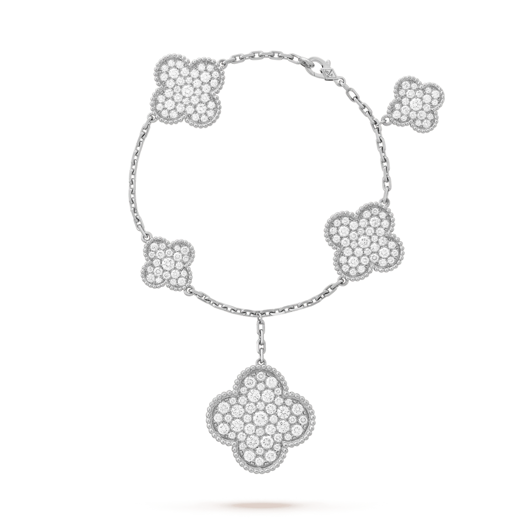 Aura CLOVER 6 MOTIFS SILVER DIAMOND BRACELET