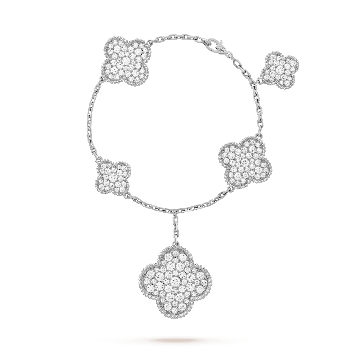 [⭐Aura ]CLOVER 6 MOTIFS SILVER DIAMOND BRACELET