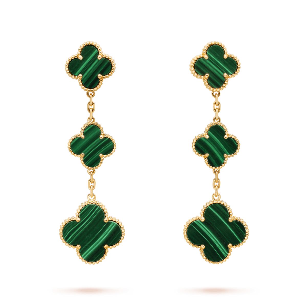 [⭐Aura ]CLOVER MALACHITE 3 MOTIFS GOLD