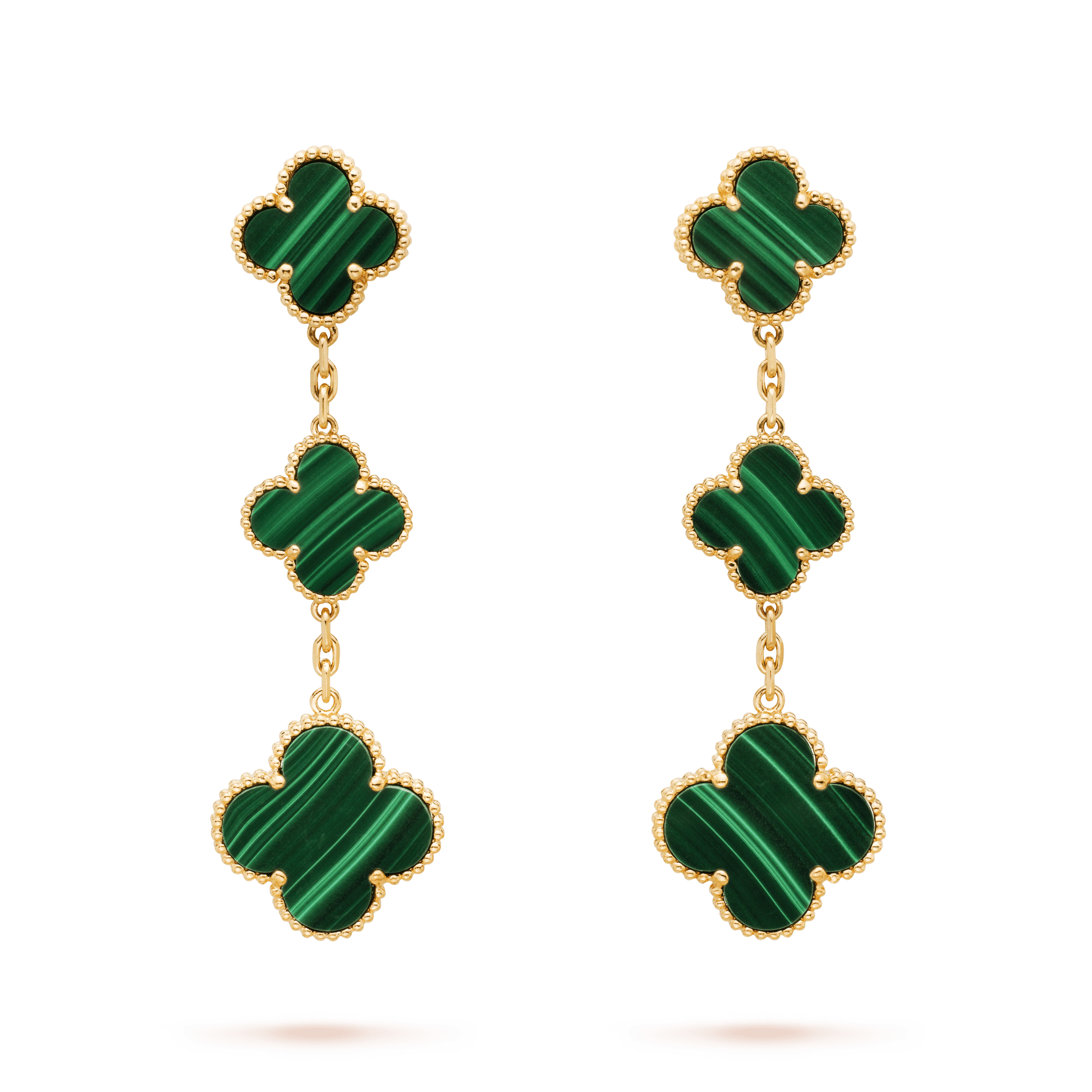 Aura CLOVER MALACHITE 3 MOTIFS GOLD