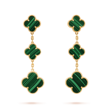 [⭐Aura ]CLOVER MALACHITE 3 MOTIFS GOLD