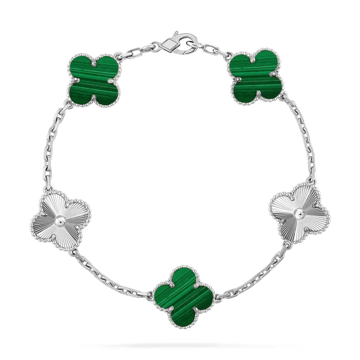 [Aura ]New  CLOVER 5 MOTIF MALACHITE BRACELET COLLECTION