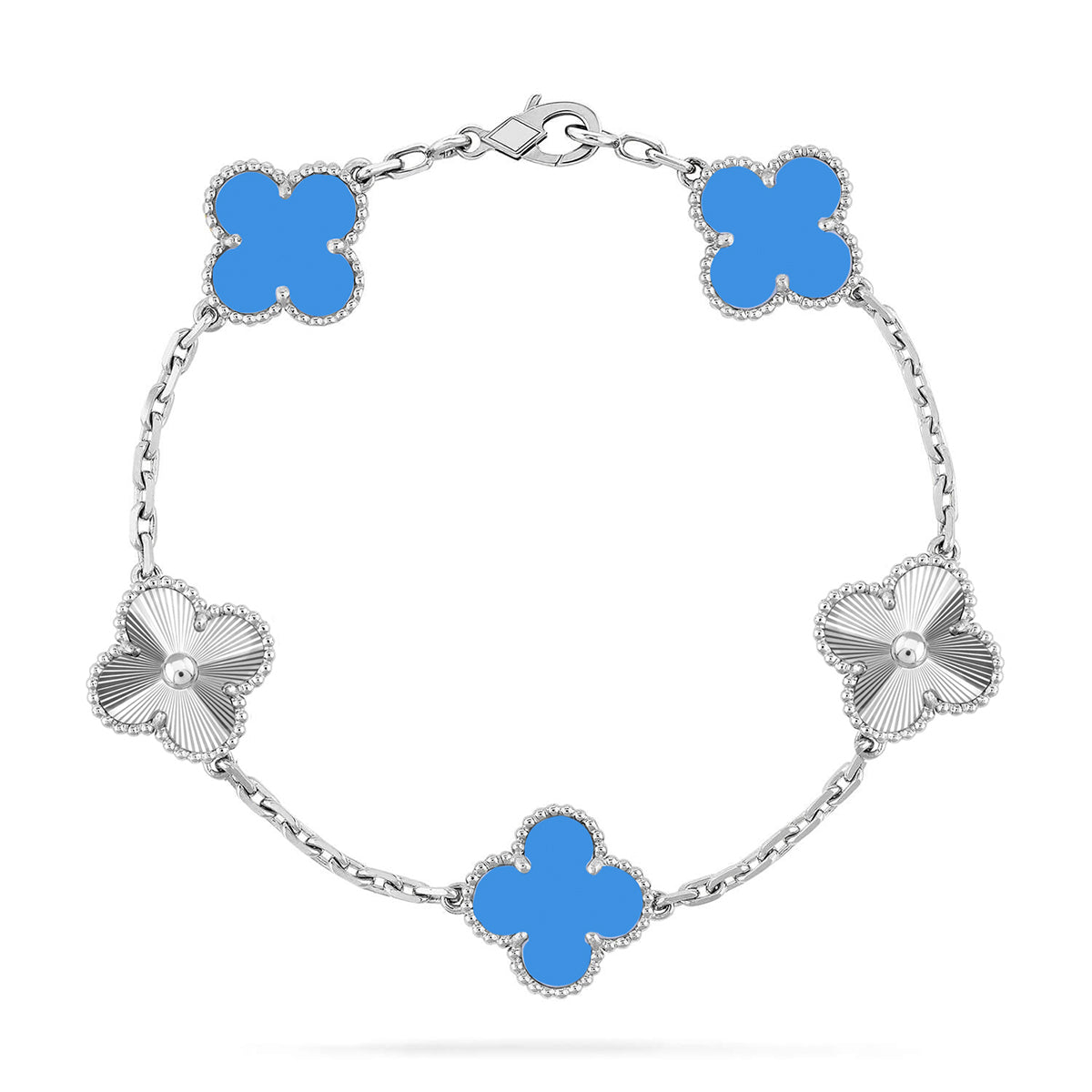 [Aura ]New CLOVER 5 MOTIF BLUE AGATE BRACELET COLLECTION