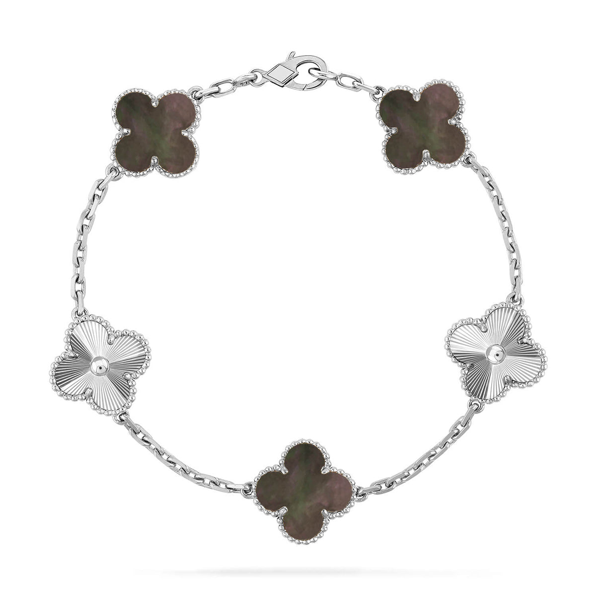 [Aura ]Neue CLOVER 5 MOTIF GRAU MOP ARMBAND KOLLEKTION