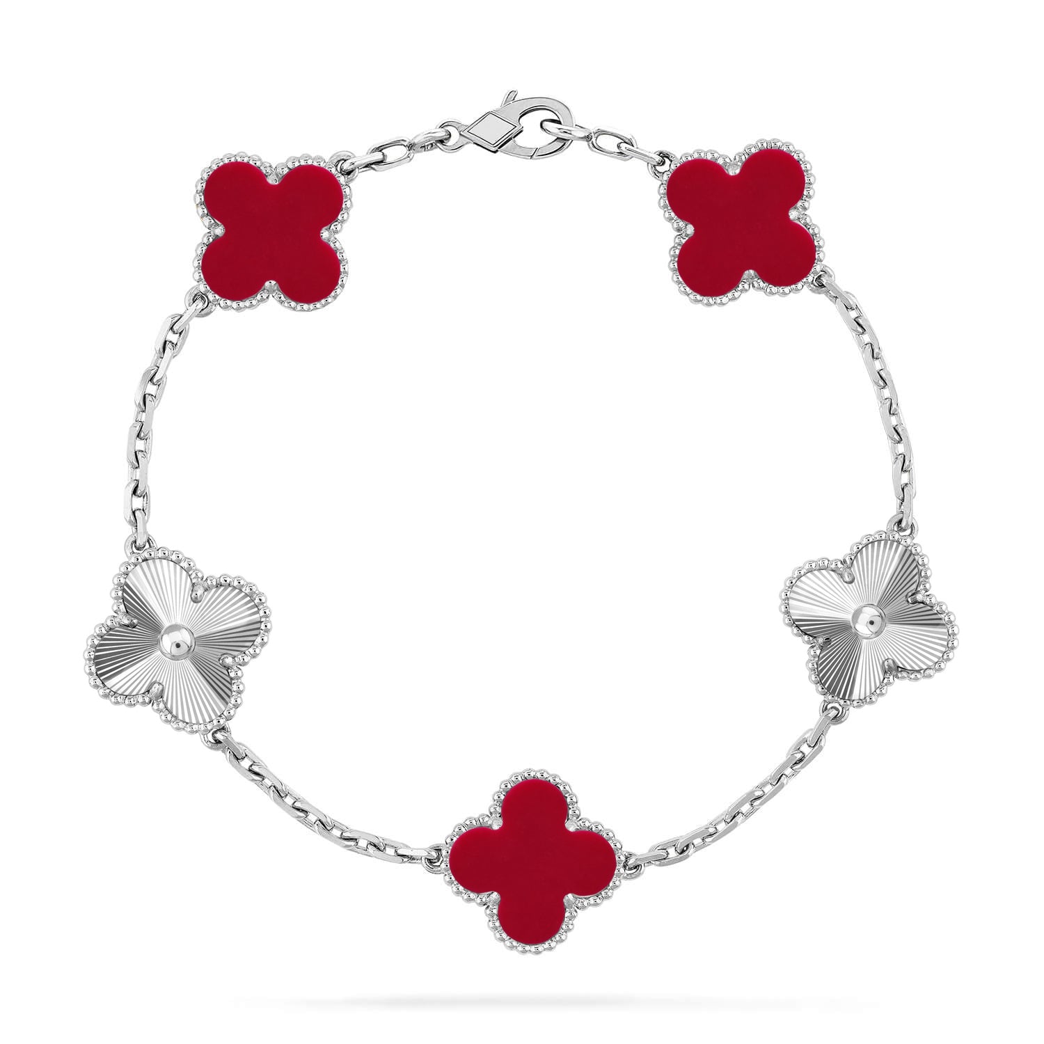 [Aura ]New  CLOVER 5 MOTIF RED CORNELIAN BRACELET COLLECTION