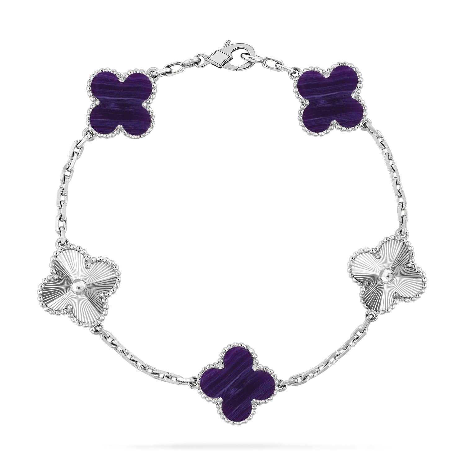 [Aura ]New CLOVER 5 MOTIF PURPLE STRIPES BRACELET COLLECTION