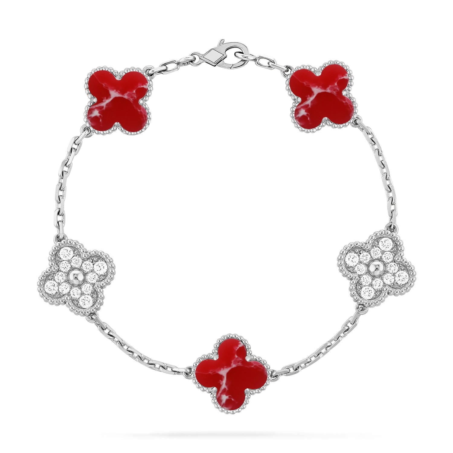 [Aura ]New CLOVER 5 MOTIF RED PATTERN BRACELET COLLECTION