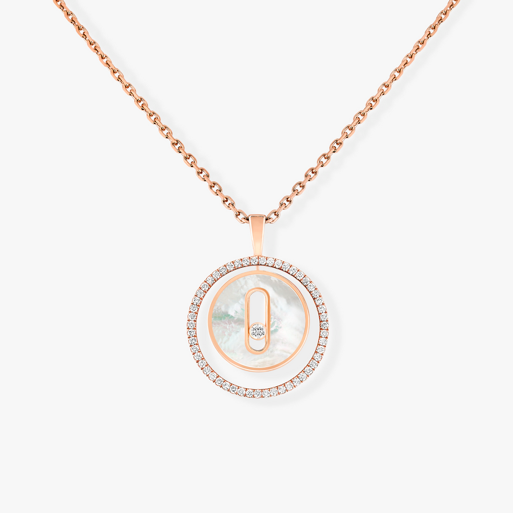 [Aura ]  MOVE 1 DIAMOND WHITE MOTHER OF PEARL PINK GOLD DIAMOND NECKLACE