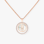 [Aura ]  MOVE 1 DIAMOND WHITE MOTHER OF PEARL PINK GOLD DIAMOND NECKLACE