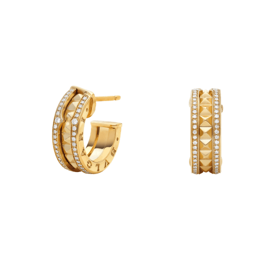 [⭐Veya]ZERO 1 ROCK GOLD-OHRRINGE MIT BESETZTER SPIRALE UND DIAMANT-PAVÉ