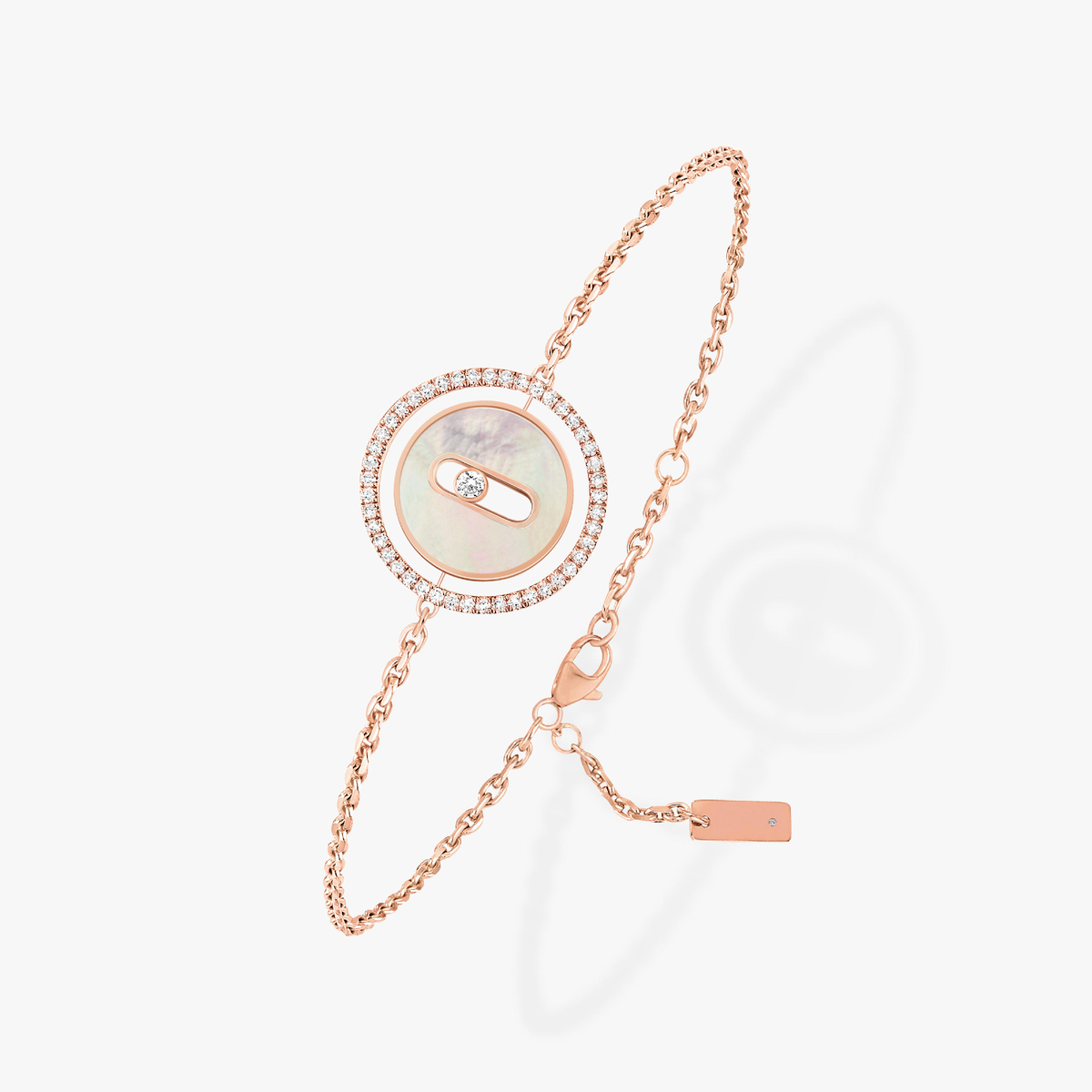 [Aura ]Aura  MOVE WHITE MOTHER OF PEARL PINK GOLD DIAMOND BRACELET