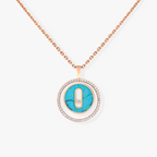 [Aura ]  MOVE 1 DIAMOND TURQUOISE PINK GOLD DIAMOND NECKLACE