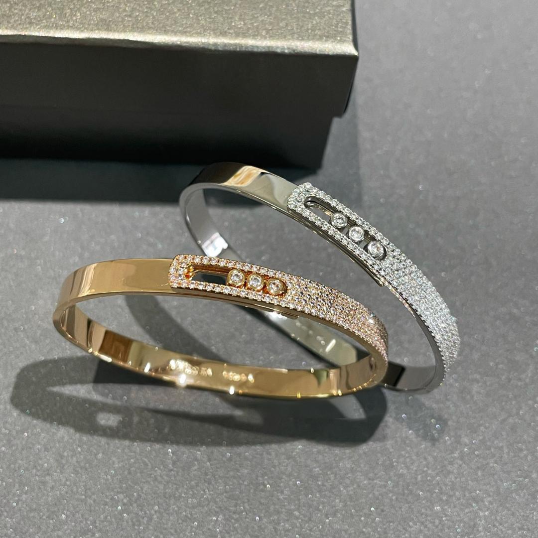 [Aura ]Move Noa Rose Gold Pavé Diamond Bangle Bracelet