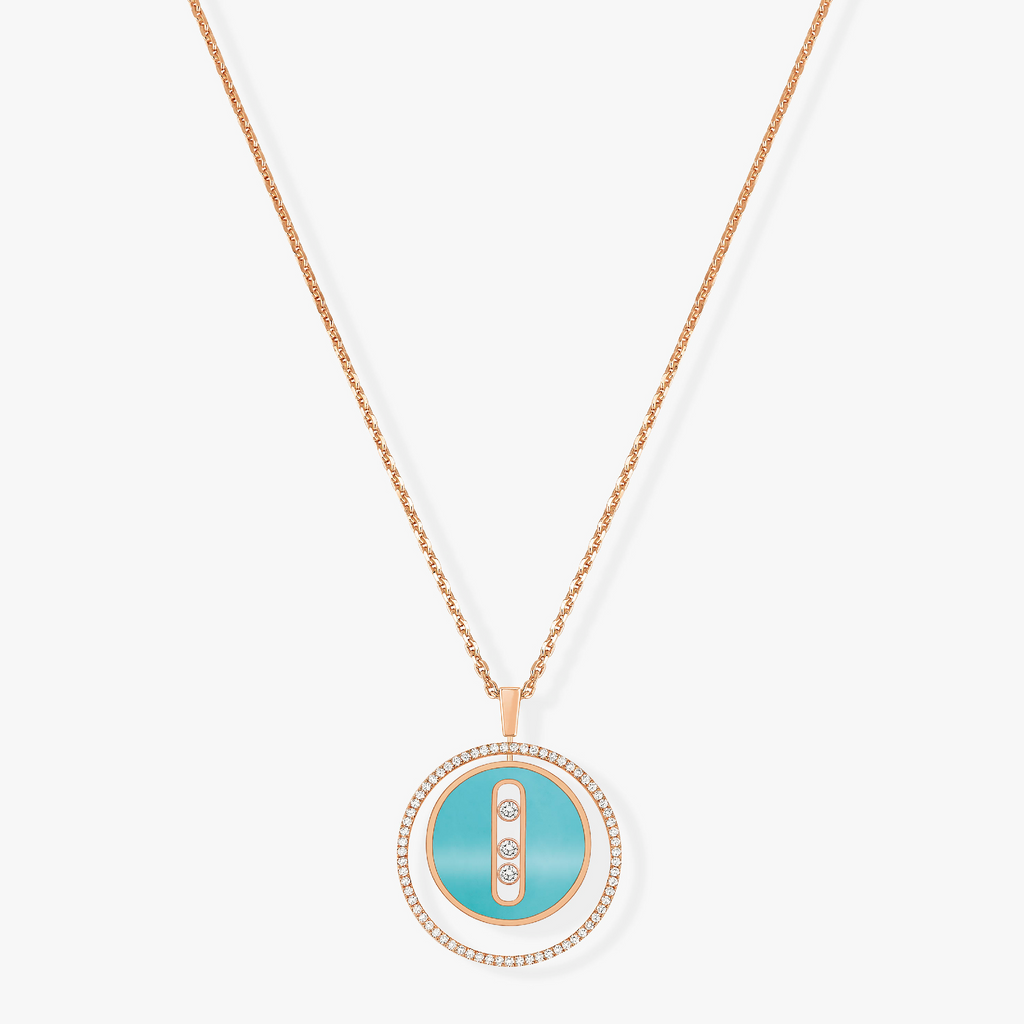 [Aura ]  MOVE 3 DIAMONDS TURQUOISE PINK GOLD DIAMOND NECKLACE