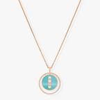 [Aura ]  MOVE 3 DIAMONDS TURQUOISE PINK GOLD DIAMOND NECKLACE