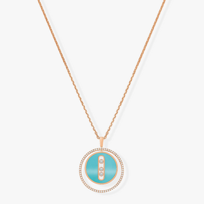 [⭐Aura]Aura  MOVE 3 DIAMONDS TURQUOISE PINK GOLD DIAMOND NECKLACE