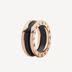 [⭐DORISW]ZERO 1 TWO-BAND LOOPS AND BLACK CERAMIC PINK GOLD RING