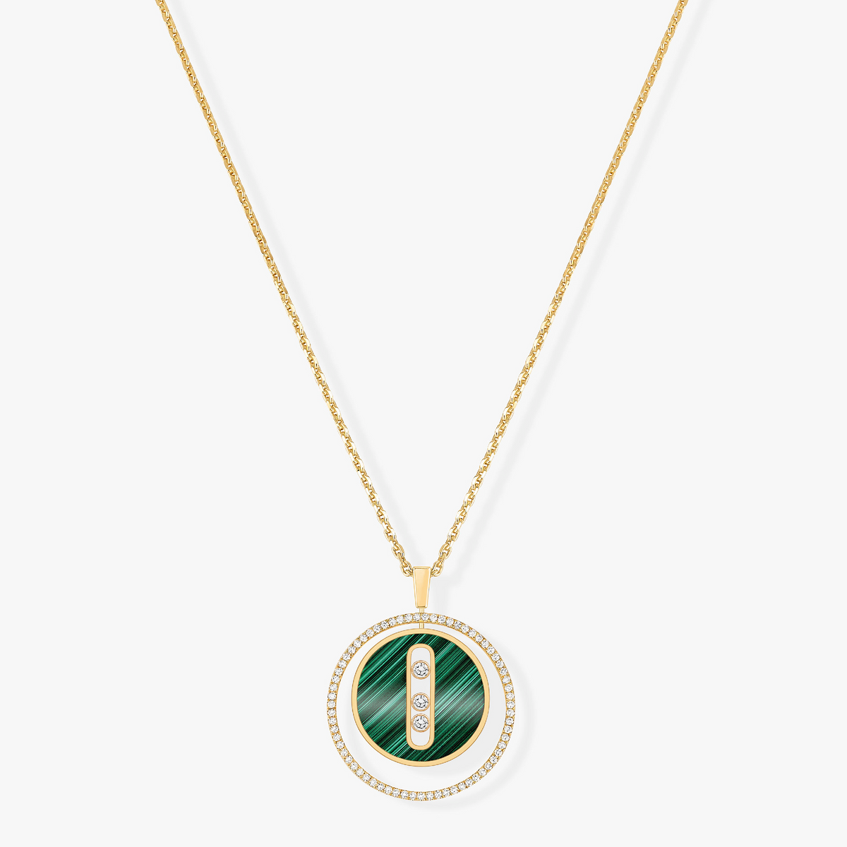 [⭐Aura]Aura  MOVE 3 DIAMOND MALACHITE GOLD DIAMOND NECKLACE