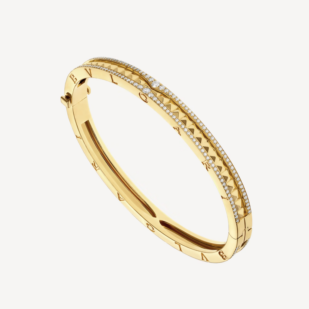 [⭐Veya]ZERO 1 SPIRAL- UND DIAMANTBESETZTES GOLDARMBAND