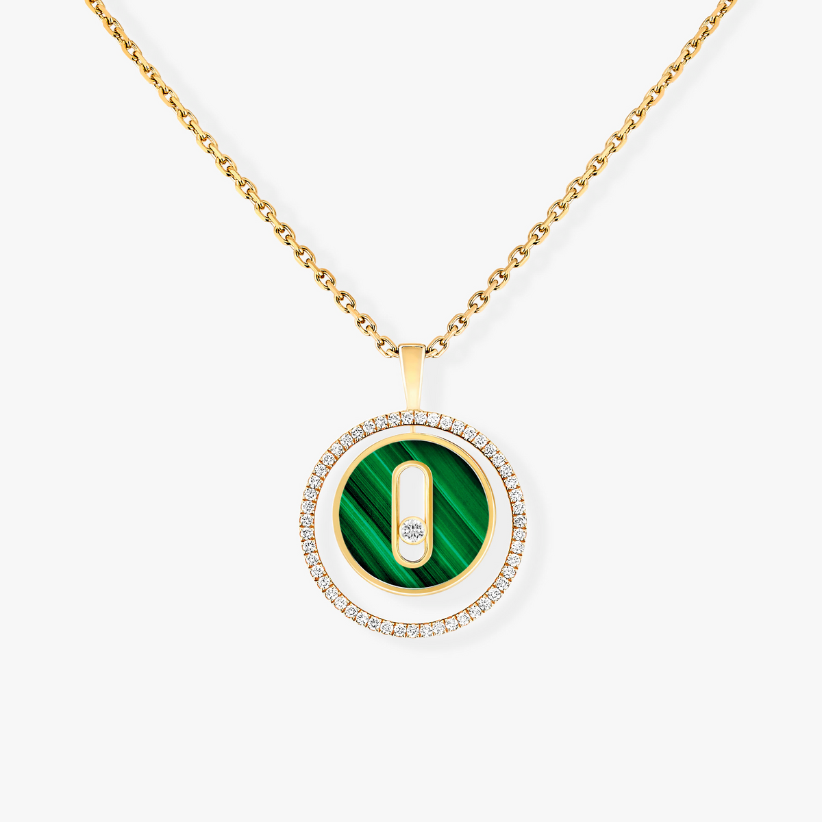 [⭐Aura ] MOVE 1 DIAMOND MALACHITE GOLD DIAMOND NECKLACE