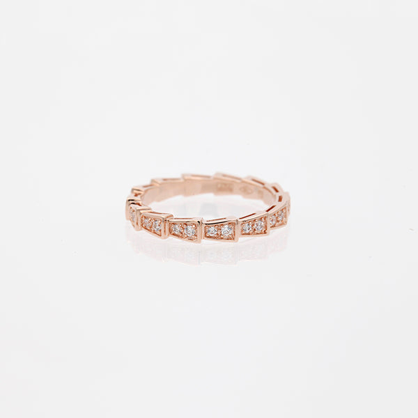 [⭐DORISW]SERPENTI RING PINK GOLD DIAMOND PAVED 3MM