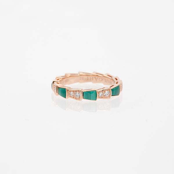[⭐DORISW]SERPENTI RING PINK GOLD MALACHITE DIAMOND 3MM