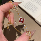 Aura CLOVER 5 MOTIF PINK BLUE RED WHITE BRACELET