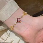 Aura CLOVER 5 MOTIF PINK BLUE RED WHITE BRACELET
