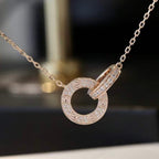 Aura LOVE 7,6MM HALSKETTE ROSÉGOLD UND SILBER VOLL MIT DIAMANTEN